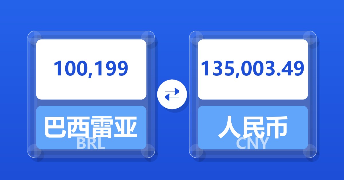 100,199巴西雷亚尔兑人民币