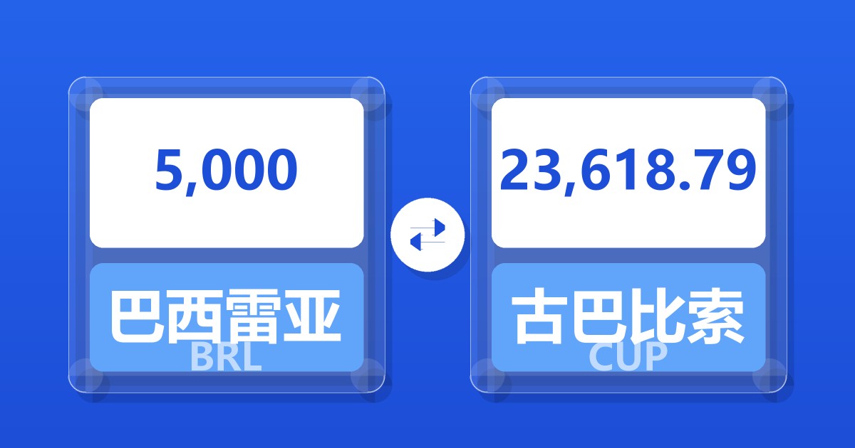 5,000巴西雷亚尔兑古巴比索