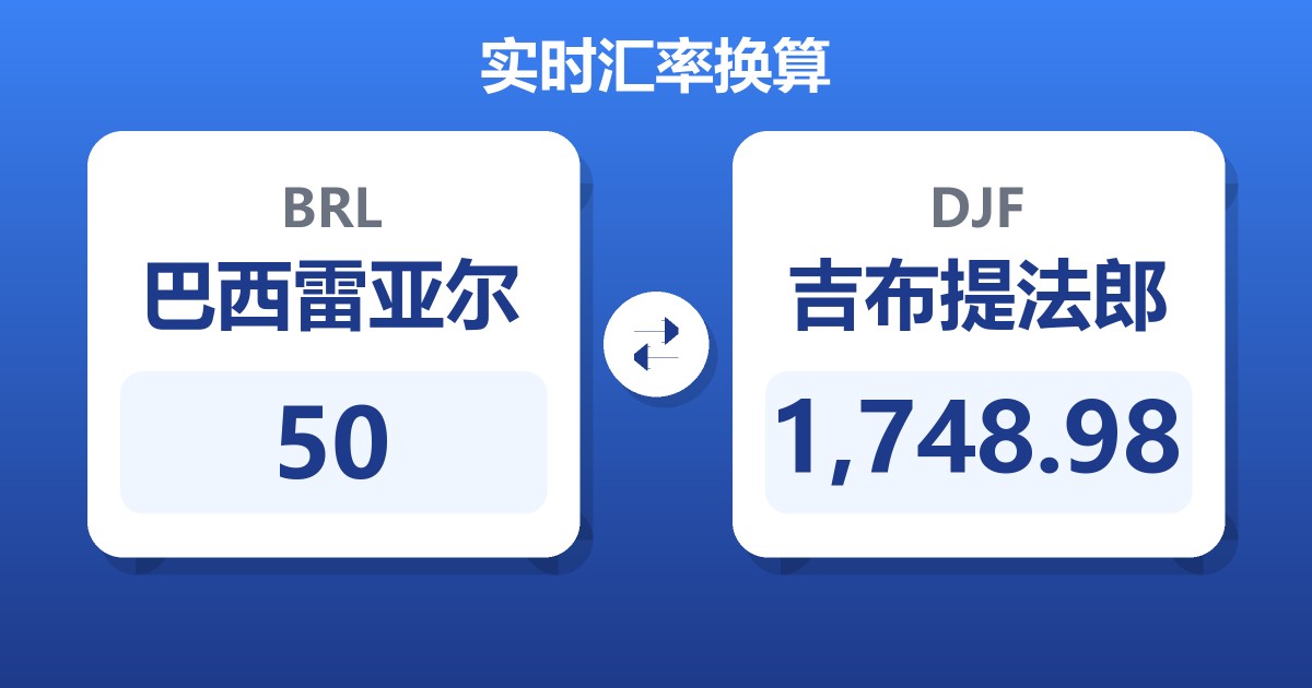 50巴西雷亚尔兑吉布提法郎