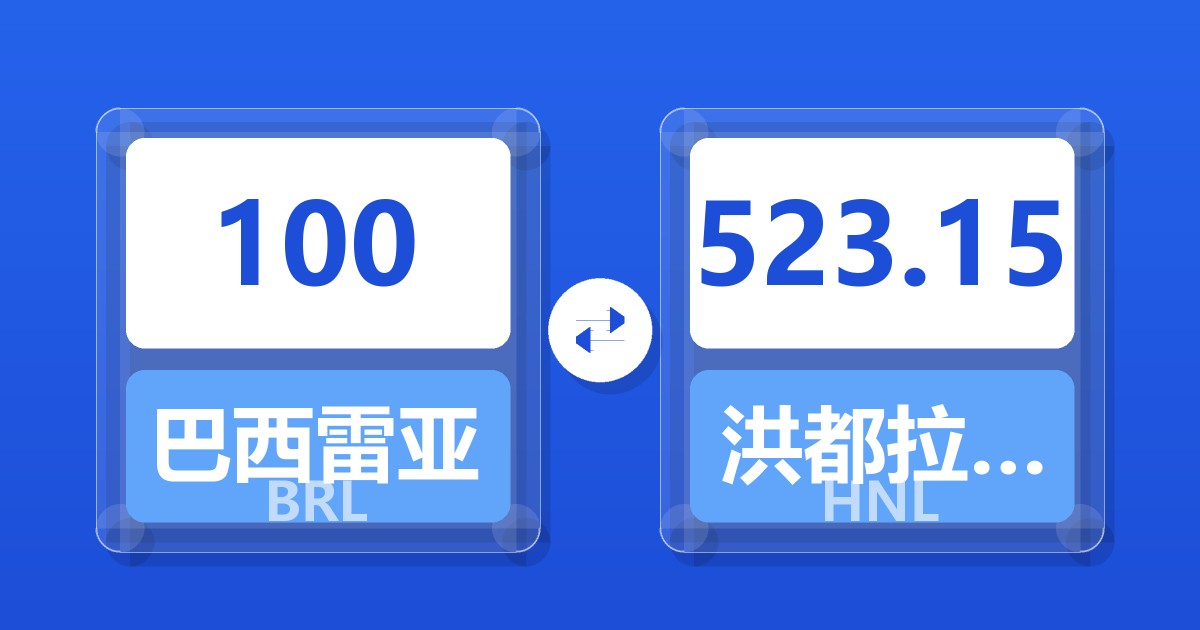 100巴西雷亚尔兑洪都拉斯伦皮拉
