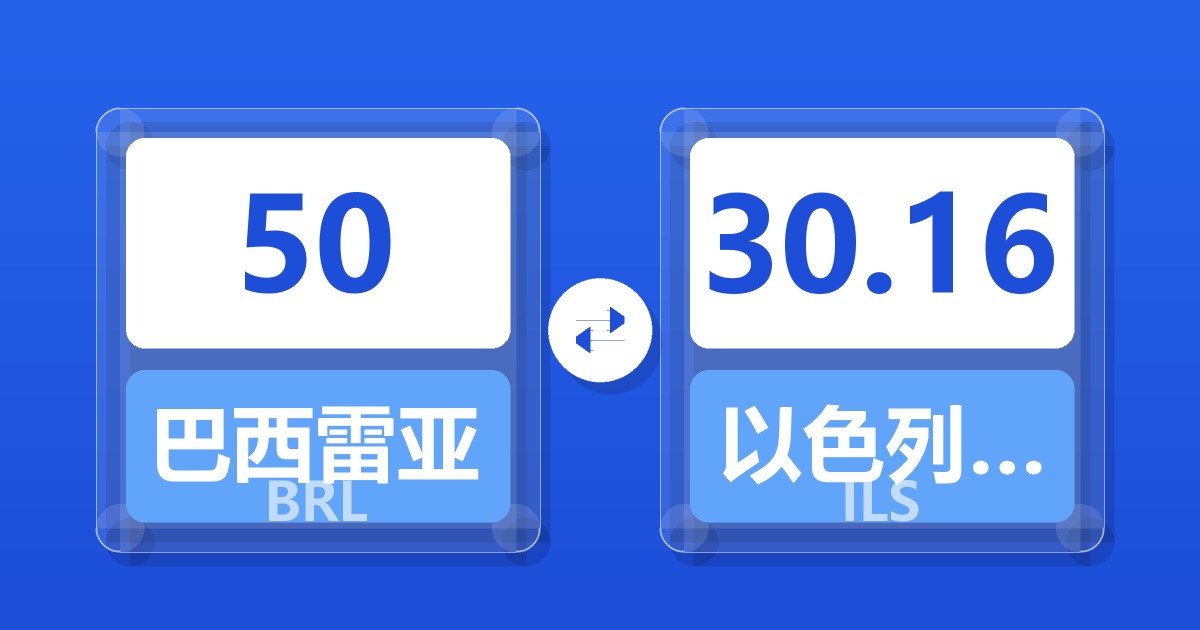 50巴西雷亚尔兑以色列新谢克尔