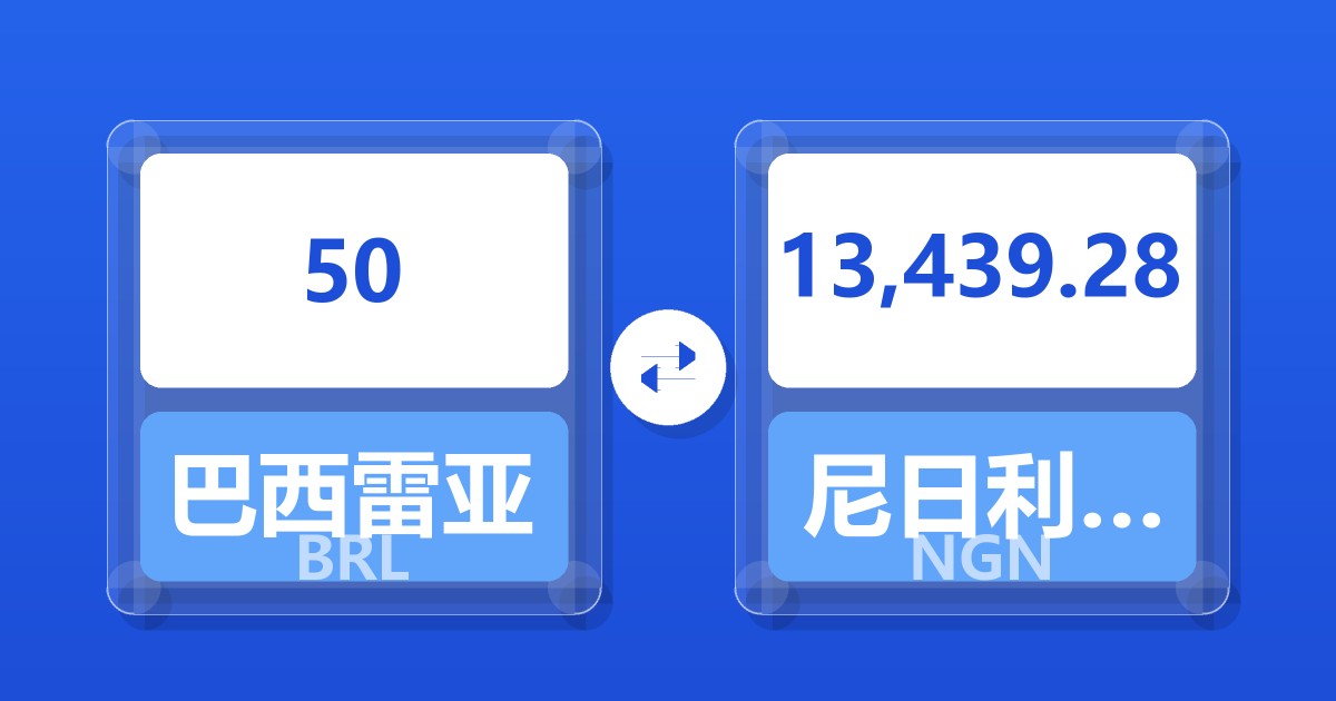50巴西雷亚尔兑尼日利亚奈拉