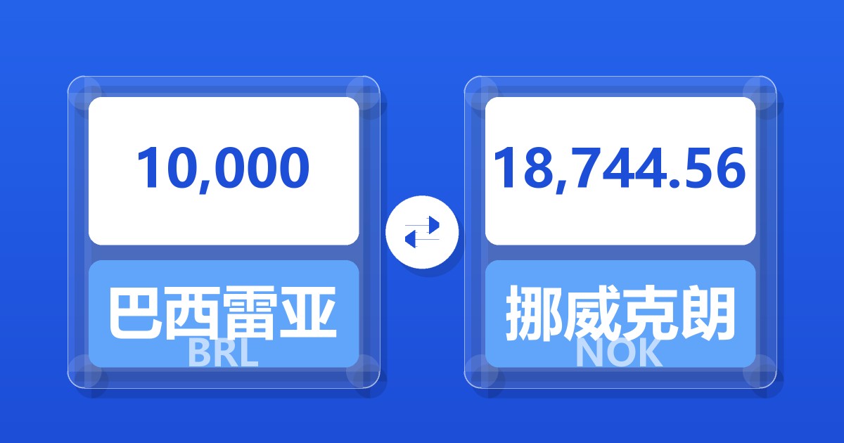 10,000巴西雷亚尔兑挪威克朗