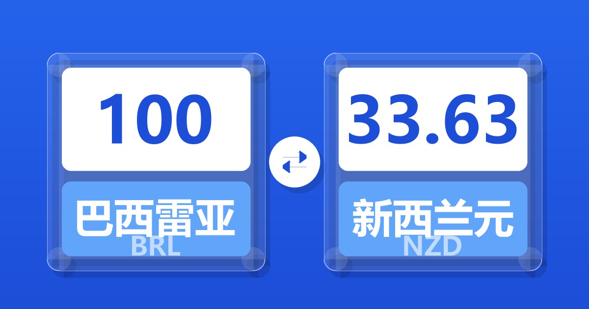 100巴西雷亚尔兑新西兰元