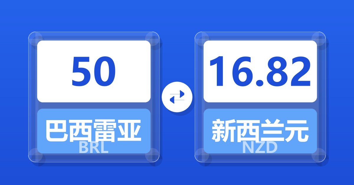 50巴西雷亚尔兑新西兰元