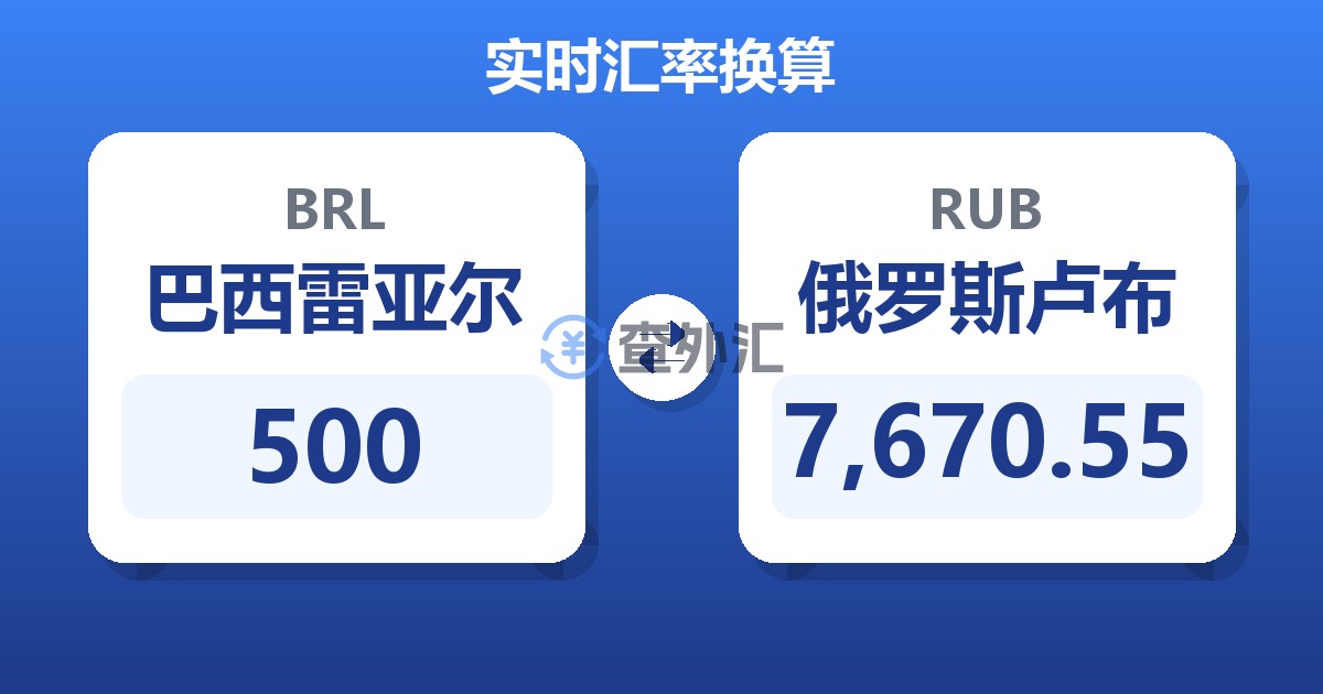 500巴西雷亚尔兑俄罗斯卢布