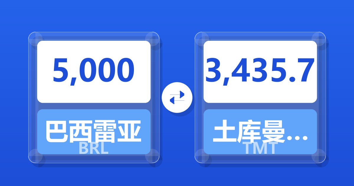 5,000巴西雷亚尔兑土库曼斯坦马纳特
