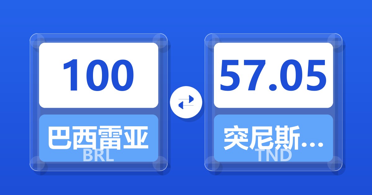 100巴西雷亚尔兑突尼斯第纳尔