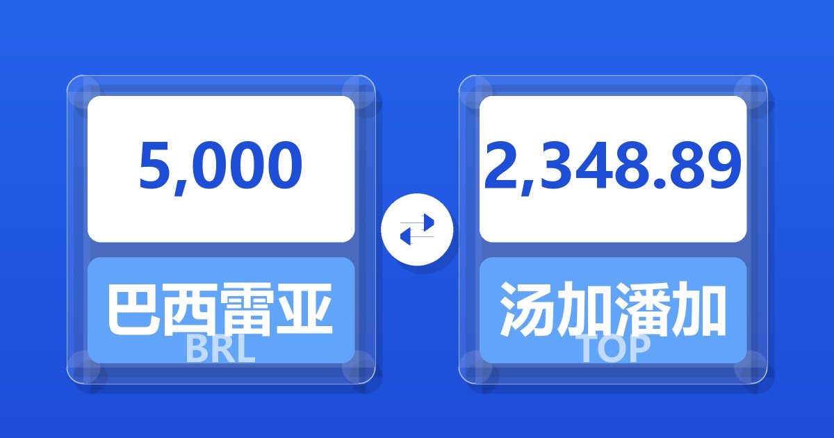 5,000巴西雷亚尔兑汤加潘加