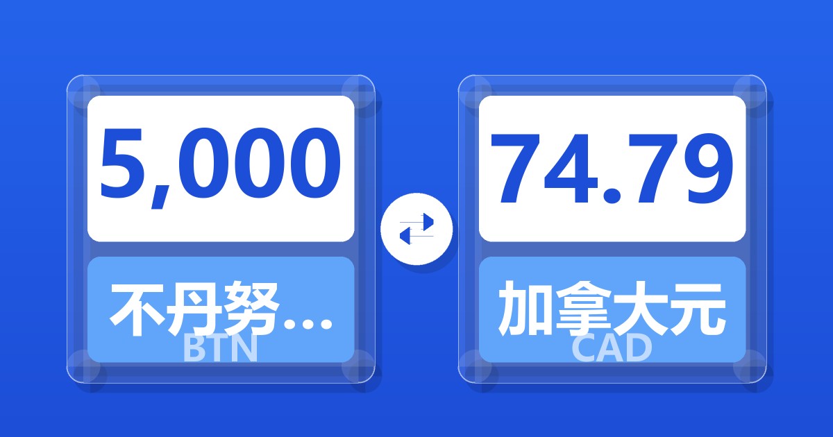 5,000不丹努尔特鲁姆兑加拿大元