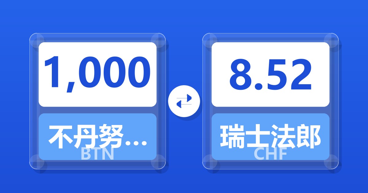 1,000不丹努尔特鲁姆兑瑞士法郎