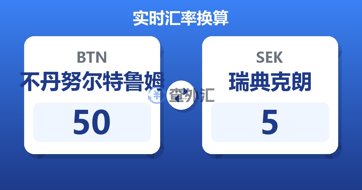 50不丹努尔特鲁姆兑瑞典克朗