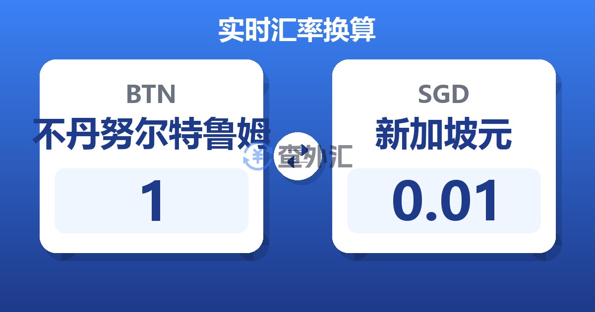 1不丹努尔特鲁姆兑新加坡元