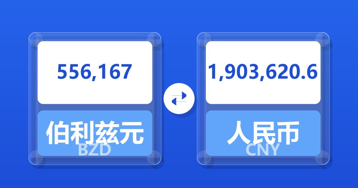 556,167伯利兹元兑人民币