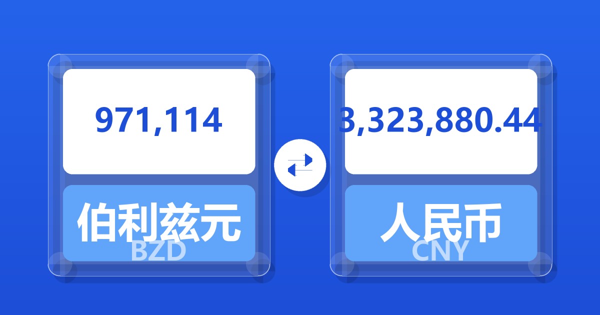 971,114伯利兹元兑人民币