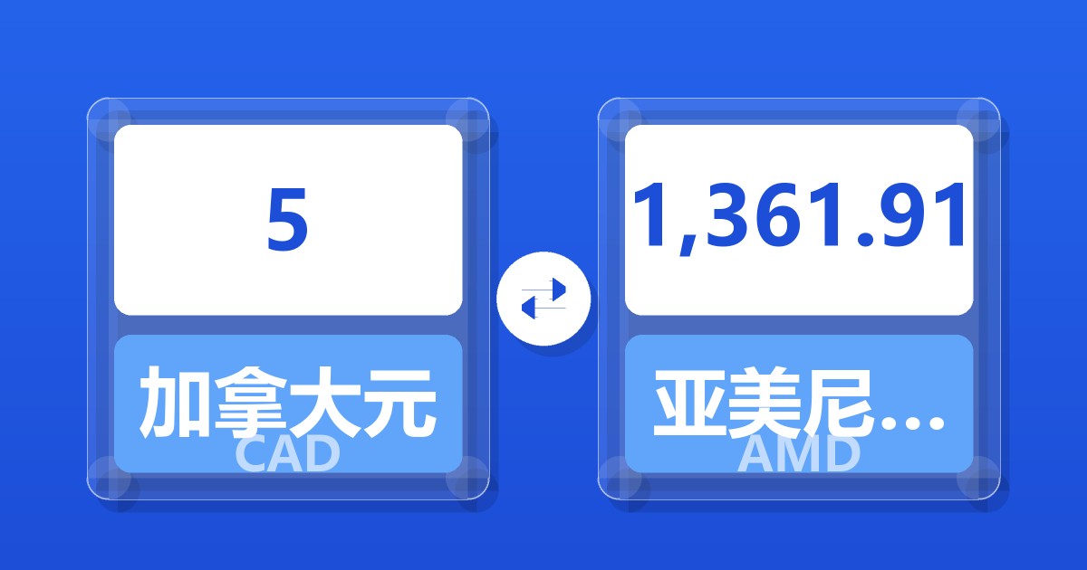 5加拿大元兑亚美尼亚德拉姆
