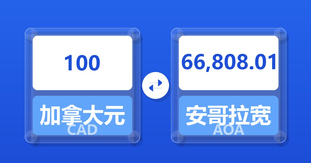 100加拿大元兑安哥拉宽扎