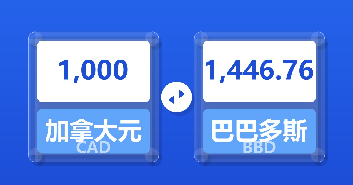 1,000加拿大元兑巴巴多斯元