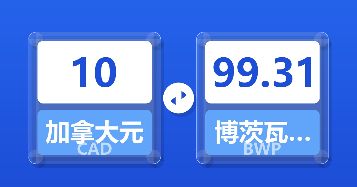 10加拿大元兑博茨瓦纳普拉