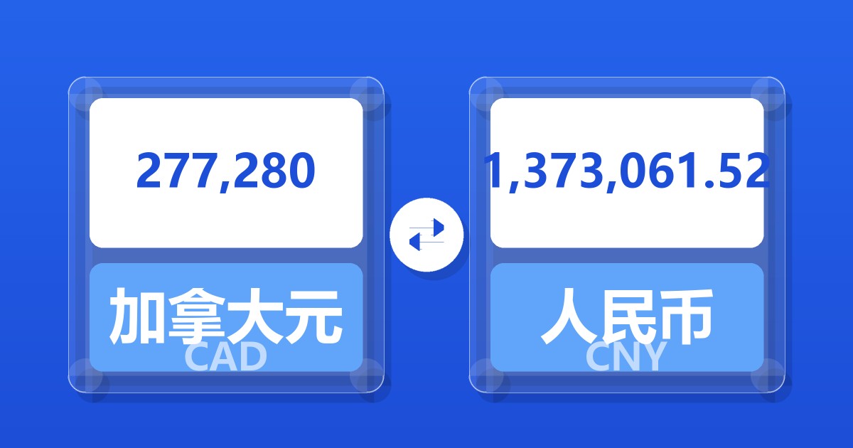277,280加拿大元兑人民币