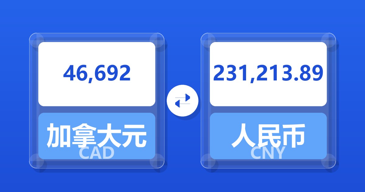 46,692加拿大元兑人民币