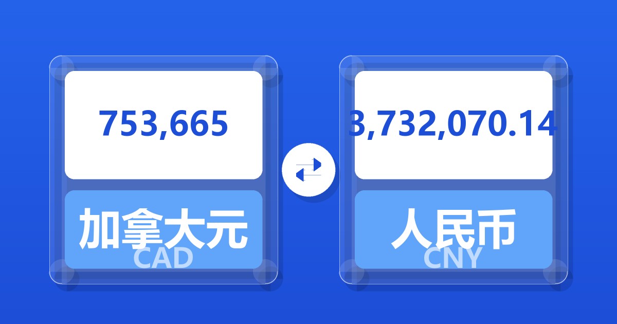 753,665加拿大元兑人民币