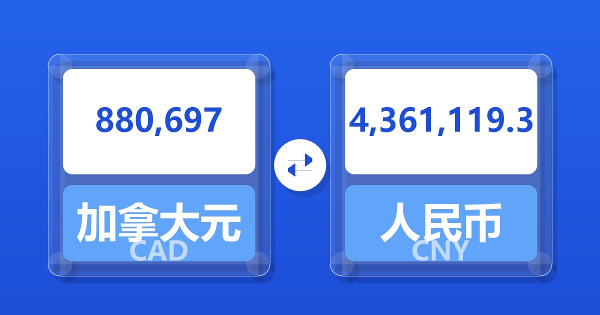 880,697加拿大元兑人民币