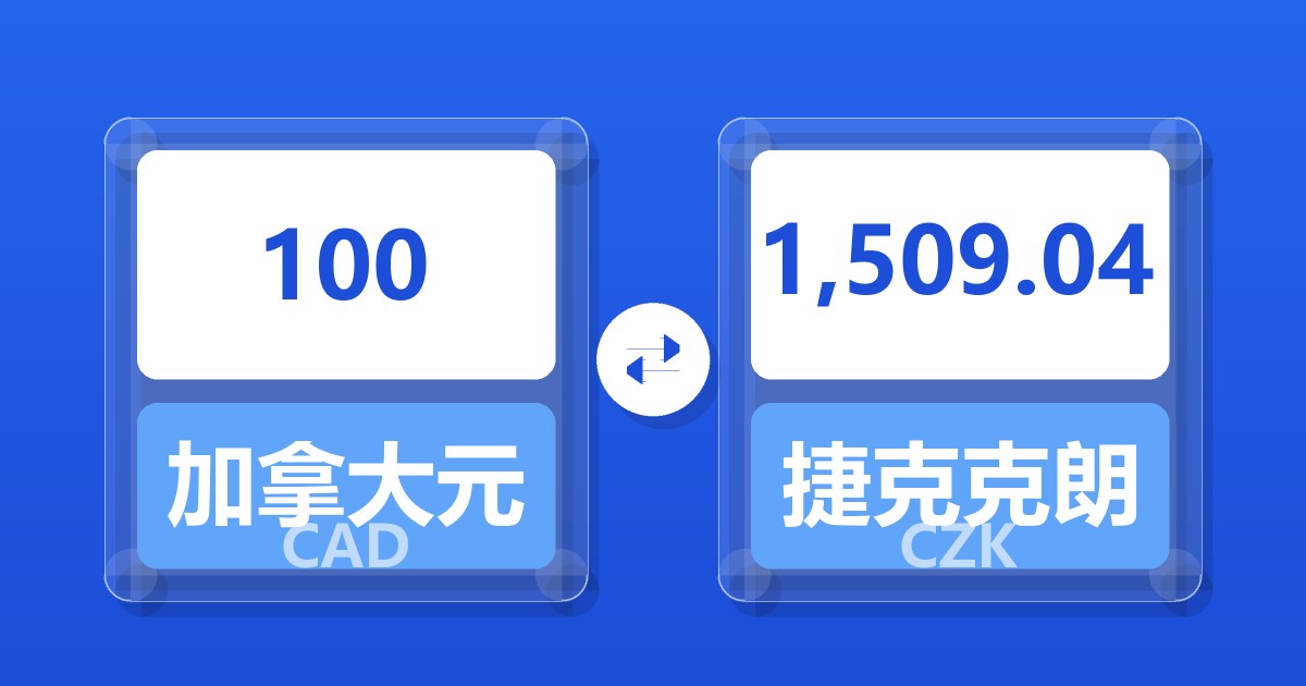 100加拿大元兑捷克克朗