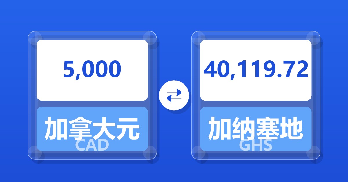 5,000加拿大元兑加纳塞地