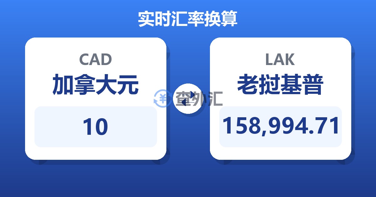 10加拿大元兑老挝基普
