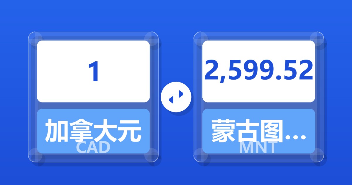 1加拿大元兑蒙古图格里克