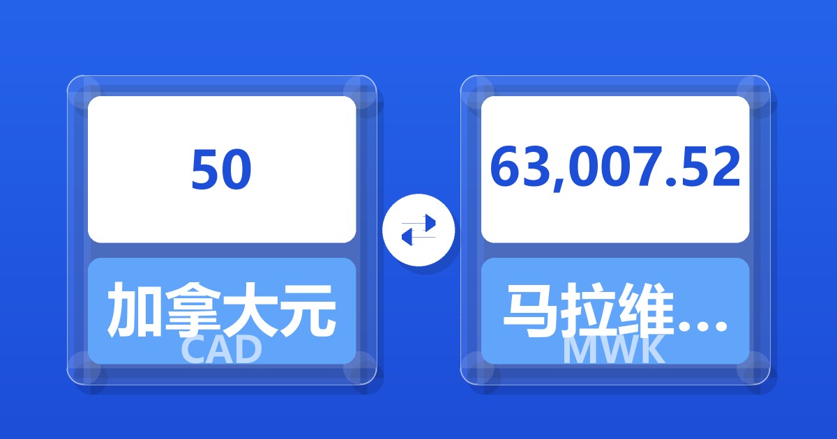 50加拿大元兑马拉维克瓦查
