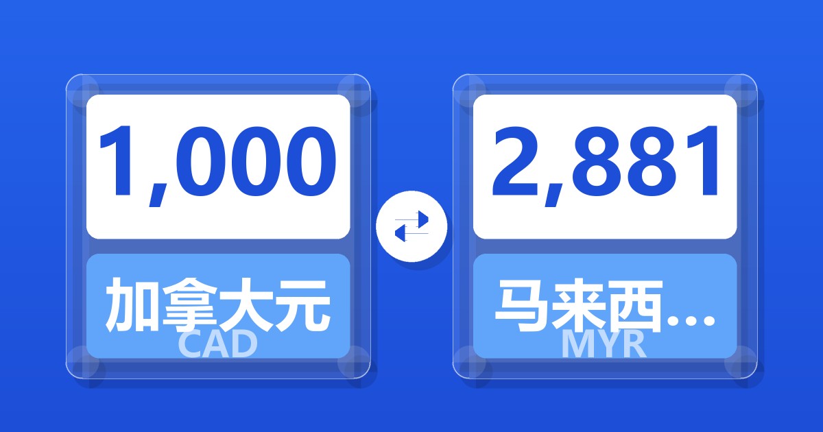 1,000加拿大元兑马来西亚林吉特