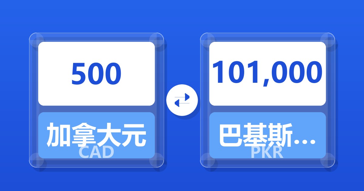 500加拿大元兑巴基斯坦卢比