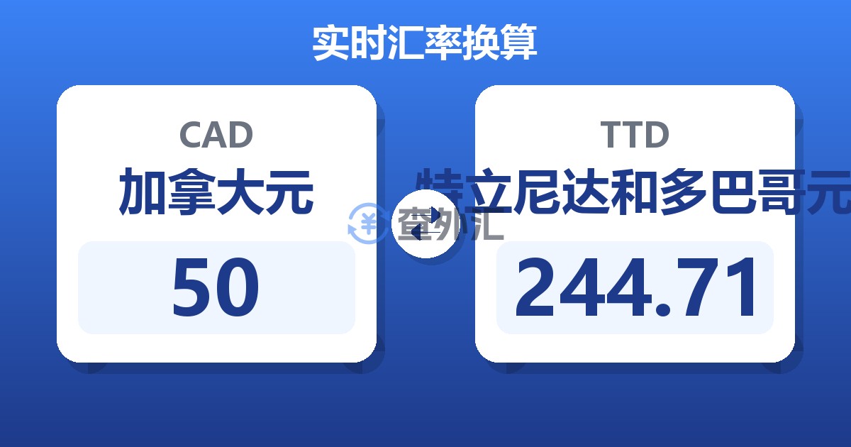 50加拿大元兑特立尼达和多巴哥元