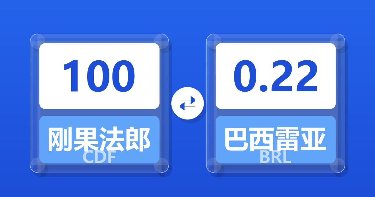 100刚果法郎兑巴西雷亚尔