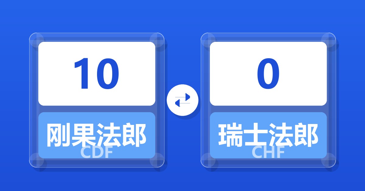 10刚果法郎兑瑞士法郎