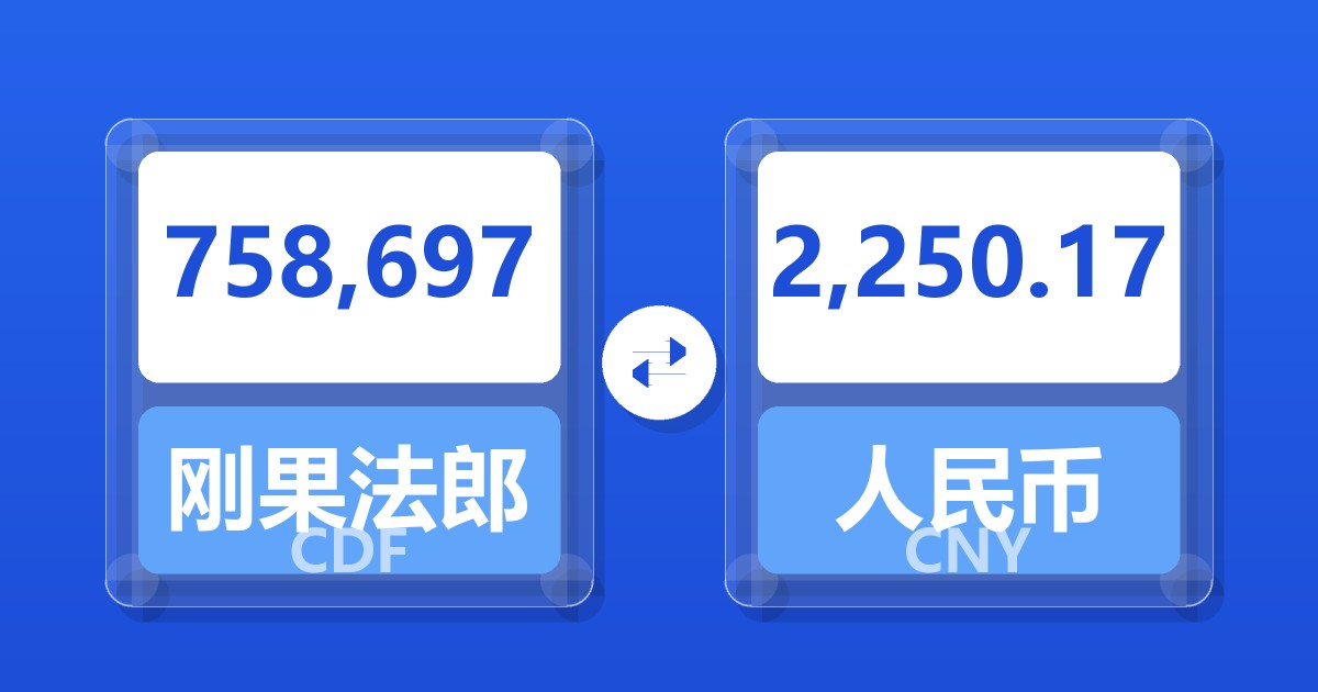 758,697刚果法郎兑人民币