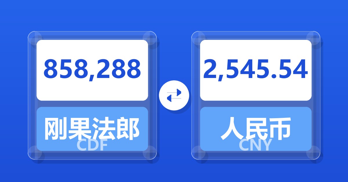 858,288刚果法郎兑人民币