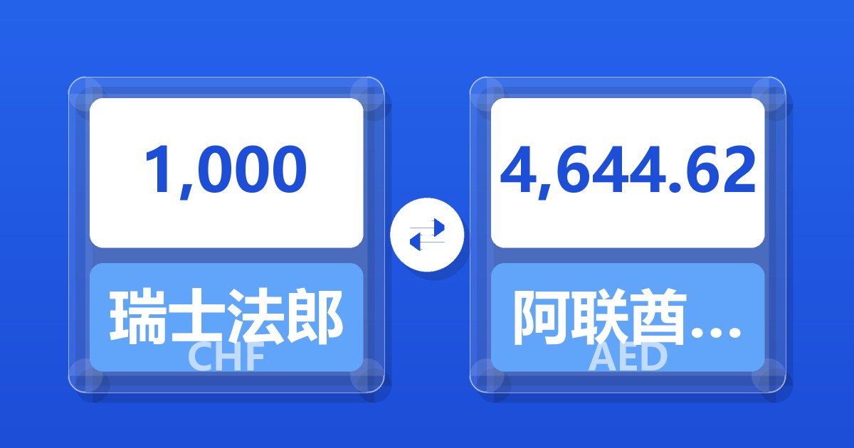 1,000瑞士法郎兑阿联酋迪拉姆