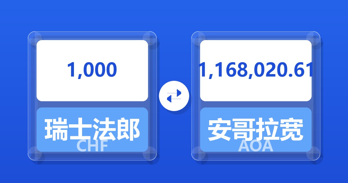 1,000瑞士法郎兑安哥拉宽扎