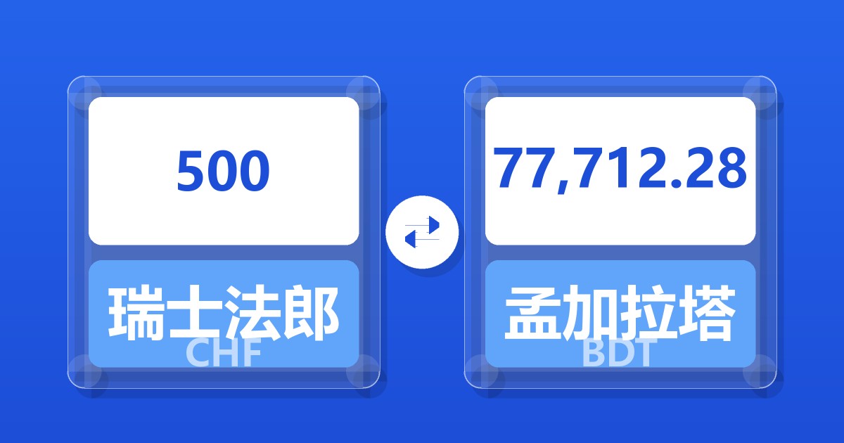 500瑞士法郎兑孟加拉塔卡