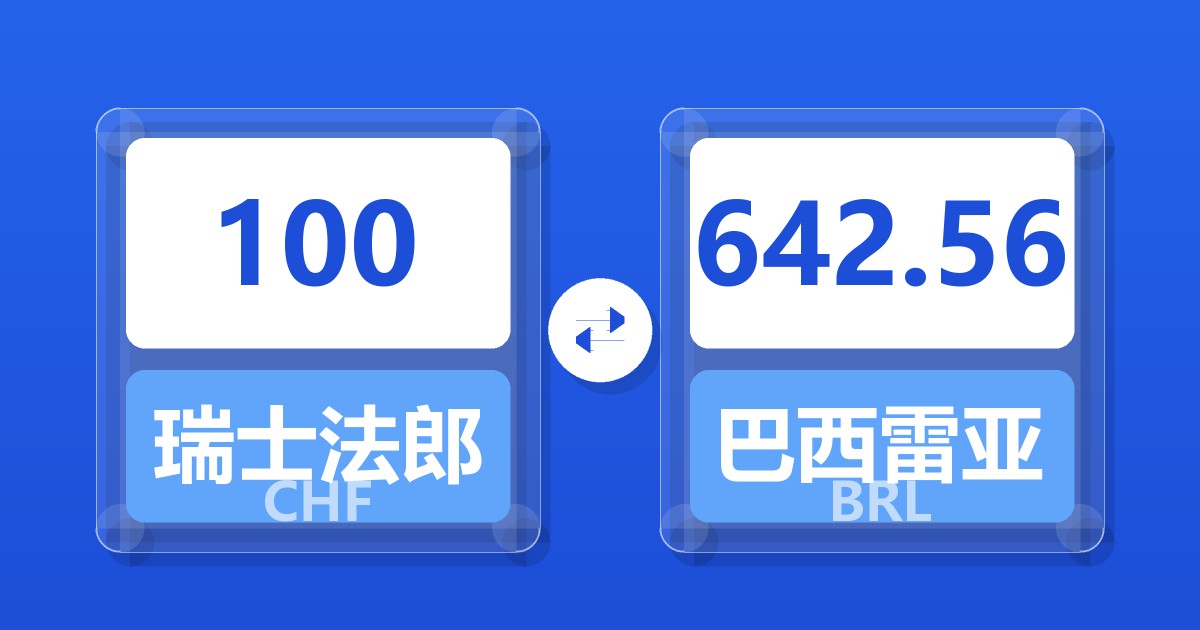 100瑞士法郎兑巴西雷亚尔