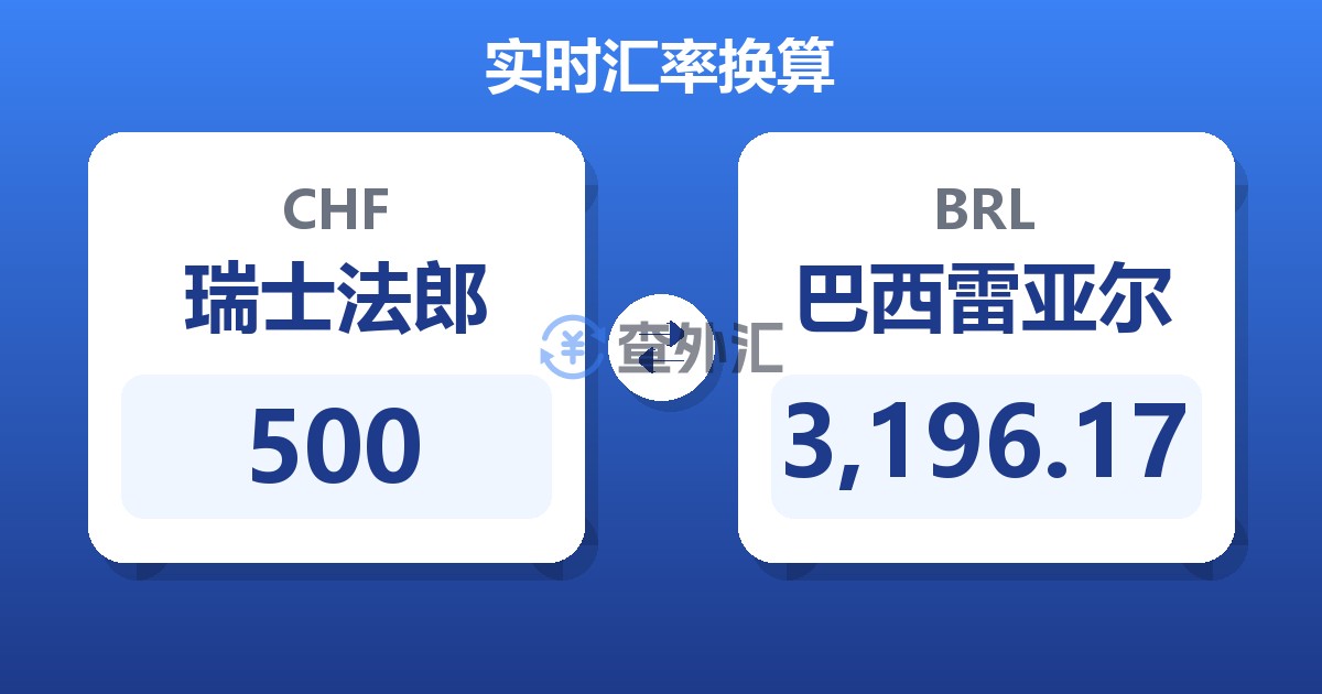 500瑞士法郎兑巴西雷亚尔