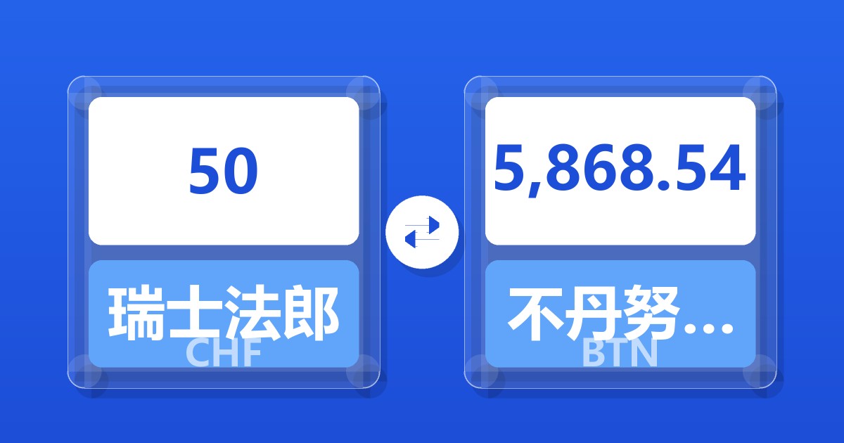 50瑞士法郎兑不丹努尔特鲁姆