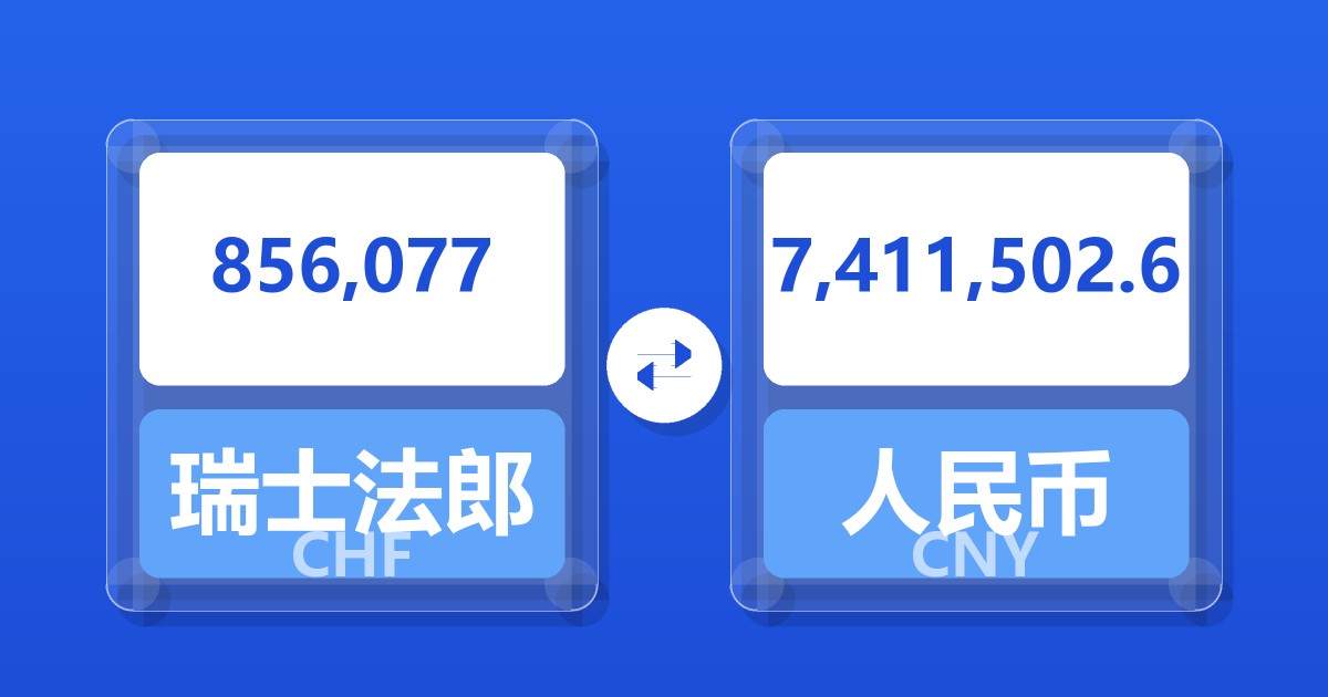 856,077瑞士法郎兑人民币