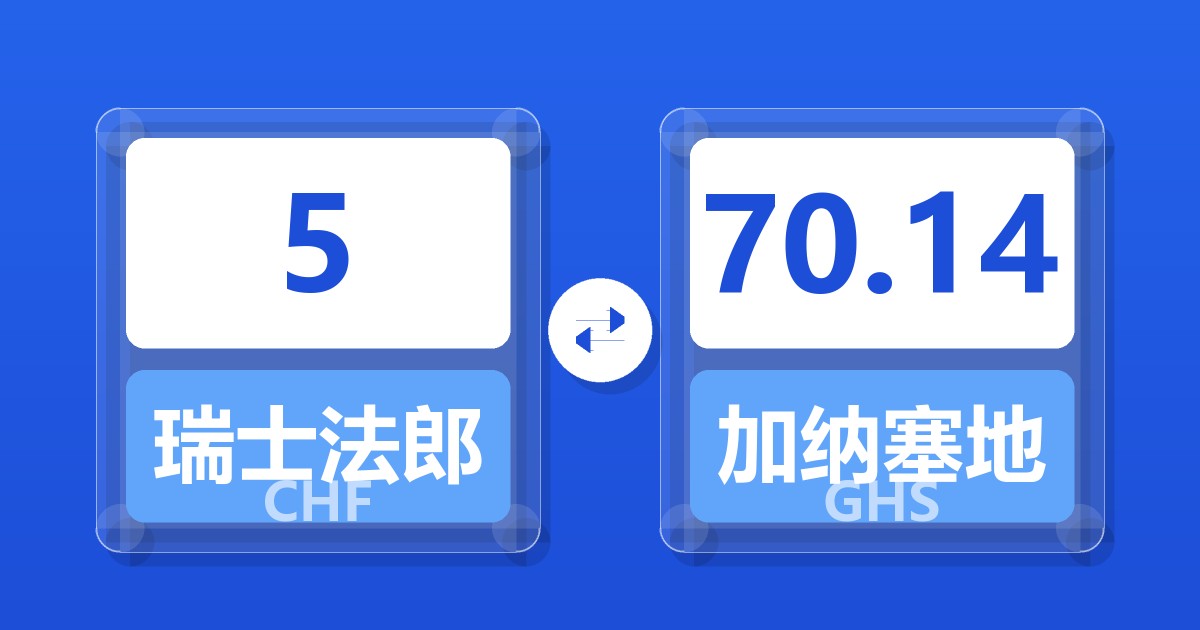 5瑞士法郎兑加纳塞地