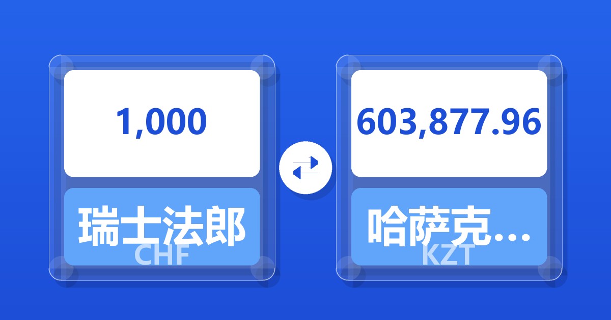 1,000瑞士法郎兑哈萨克斯坦坚戈