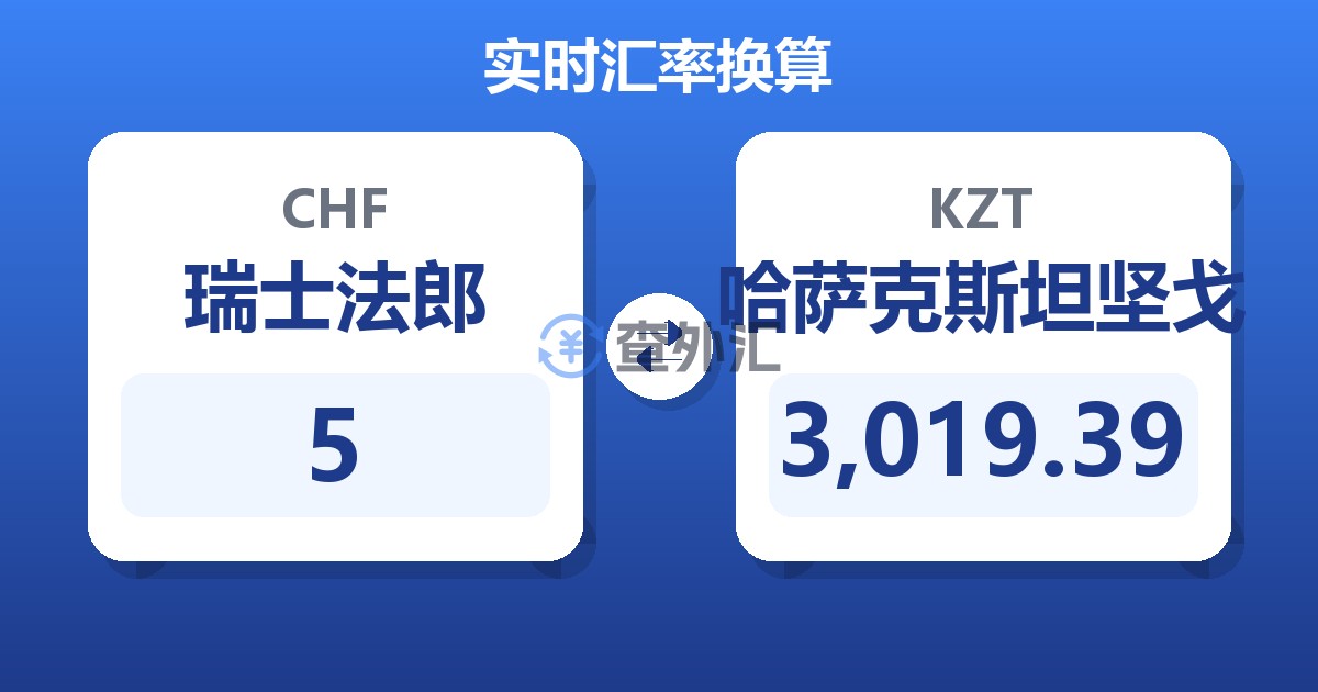 5瑞士法郎兑哈萨克斯坦坚戈