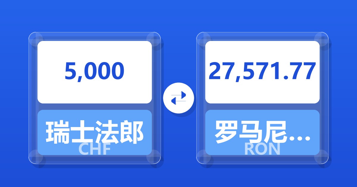 5,000瑞士法郎兑罗马尼亚列伊
